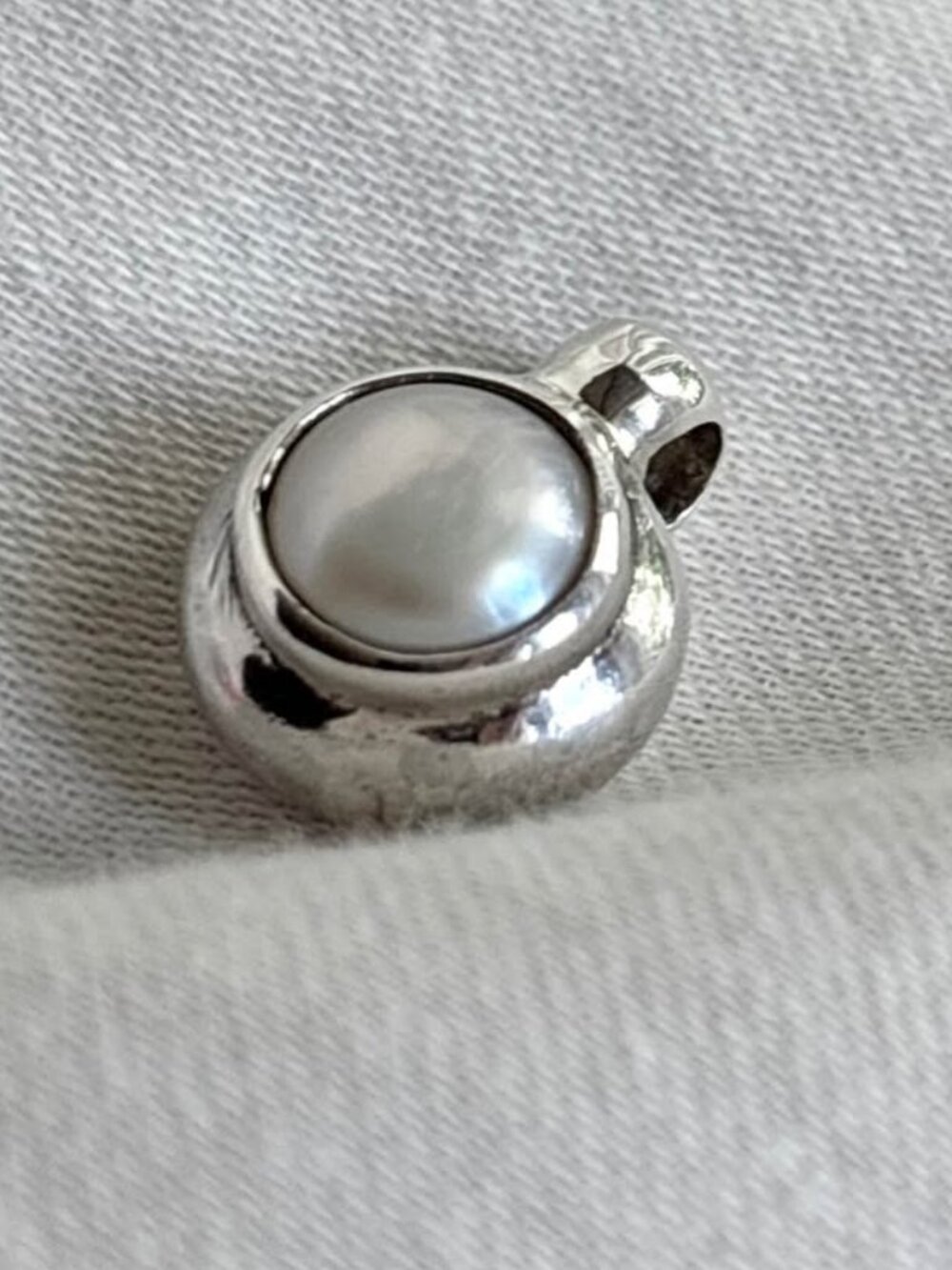 Sterling Silver 925 Pearl Pendant - Vintage Necklace Charm